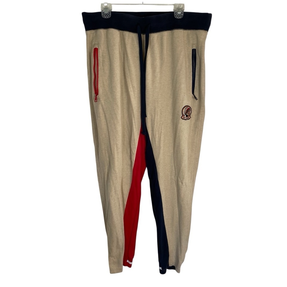 Hustle Gang Tan Joggers with Red & Blue Stripe w/ Drawstring Size 2X preppy